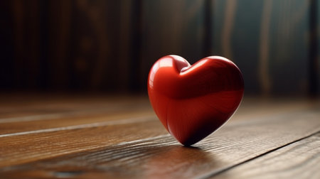 Red heart on a wooden background. Valentines day concept. generative aiの素材