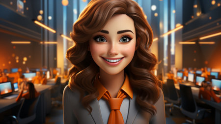 portrait of young woman in glasses in the office at night.generative aiの素材