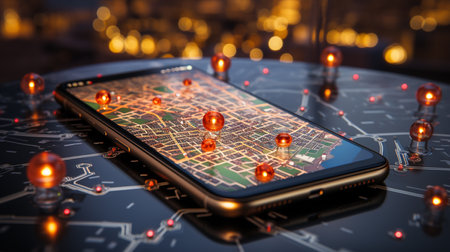 city with gps gps device, navigation and gps navigation.generative aiの素材