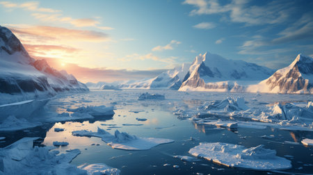 ice in the antarctica, iceberg in the ocean.generative aiの素材