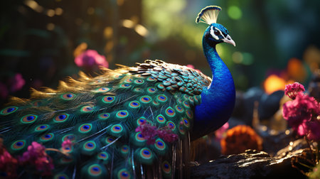 beautiful peacock with feathers.の素材