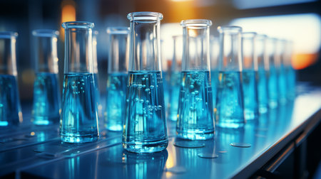 glass laboratory equipment, close upの素材
