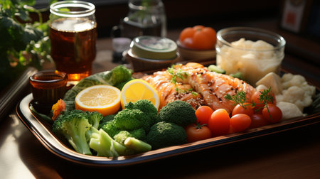 healthy food on tableの素材