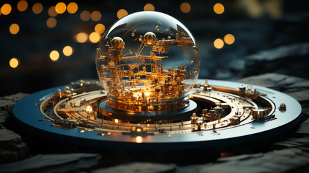 hand holding crystal globeの素材