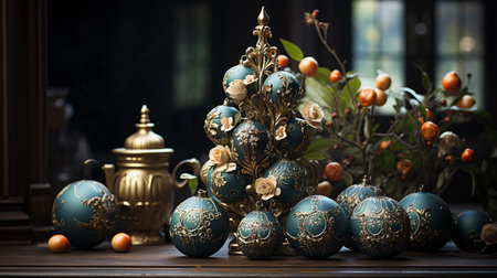 christmas tree, old town, christmas tree, interior, fireplace, new yearの素材