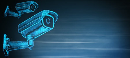 camera with 3 d rendering wireframe modelの写真素材