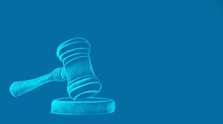 blue ribbon isolated on a dark backgroundの写真素材