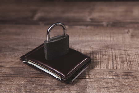 lock on a wooden table
