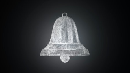 Bell icon on gray background, Computer digital drawing.