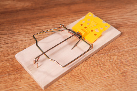 mousetrap on a wooden table