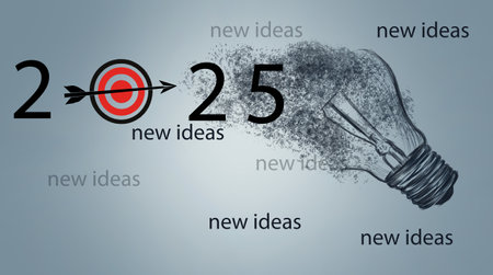 illustration of new year 2025 and with targetの写真素材