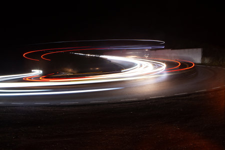 lights of cars with night. long exposure