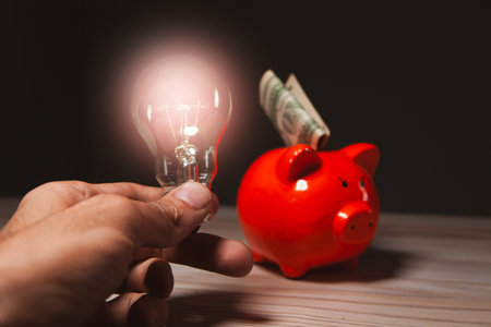 light bulb and piggy bank