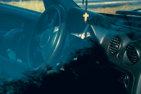 steering wheel and car interior