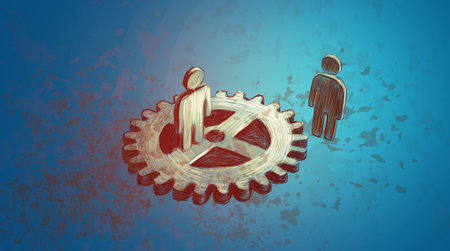 concept of teamwork with icons in cogwheel gearの写真素材