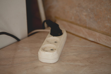close-up photo of the electric plug in the interiorの写真素材