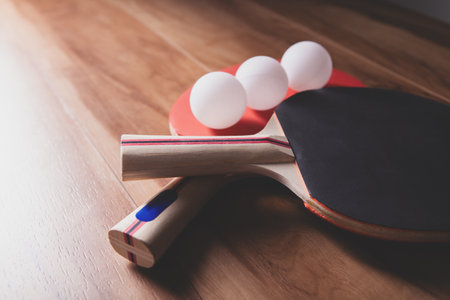 balls with racket and balls.の写真素材