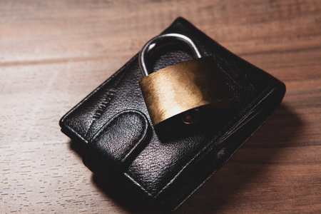 padlock with money on wood