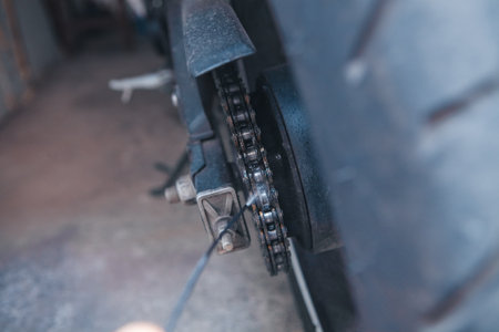 close - up of motorcycle wheel