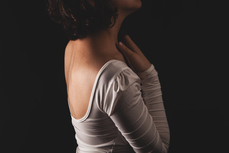 young girl posing in dressの写真素材
