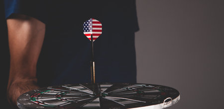 close - up of man with a darts.の写真素材