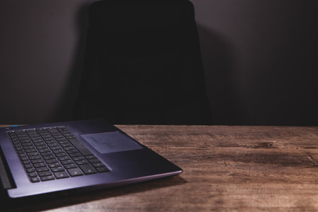 a laptop computer on tableの写真素材