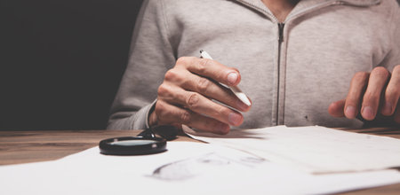 man works with office work documentsの写真素材