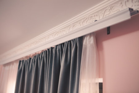 curtains with a window on the wall. interior designの写真素材