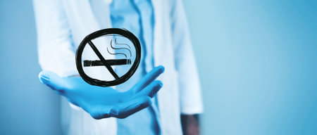 doctor holding no smoking signの写真素材