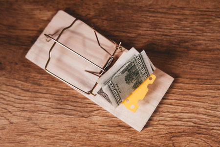 business concept. miniature businessman with dollarの写真素材