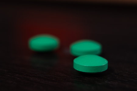 pills on a black backgroundの写真素材