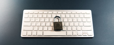 security concept with computer keyboard on table.の写真素材