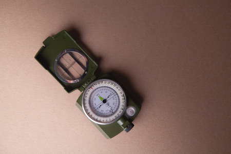 vintage compass on table.の写真素材