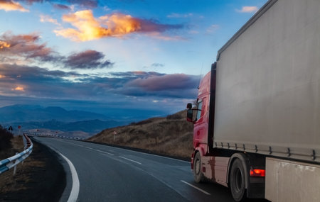 car on the road in the mountainsの写真素材