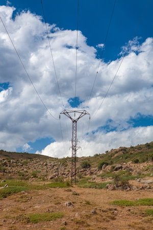 high voltage transmission power lines.の写真素材