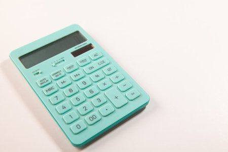 calculator on white background, top viewの写真素材