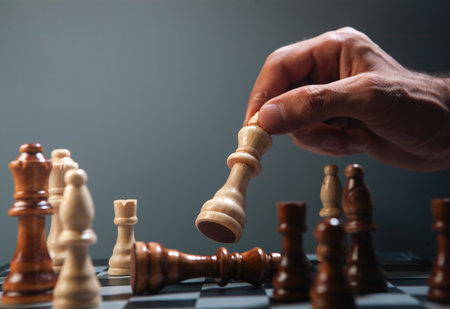 chess game, strategy, business, success and strategy conceptの写真素材