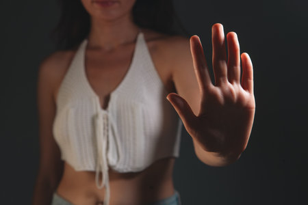 young beautiful woman making stop