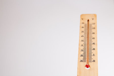 Thermometer on a white background.の写真素材