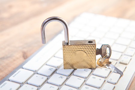 padlock on the keyboard, computer security