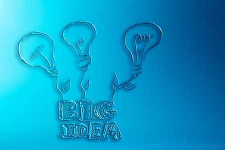 Idea lightbulb on blue background.