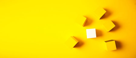 blank card on yellow background, copy spaceの写真素材