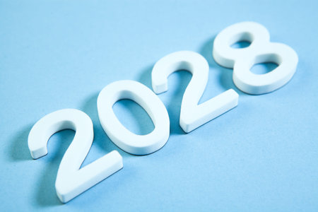 New Year's Eve. White numbers on a blue background. Copy space.