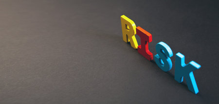 Risk word made of colorful wooden letters on black background. Risk concept