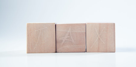 Wooden blocks isolated on white background. Copy space for text.