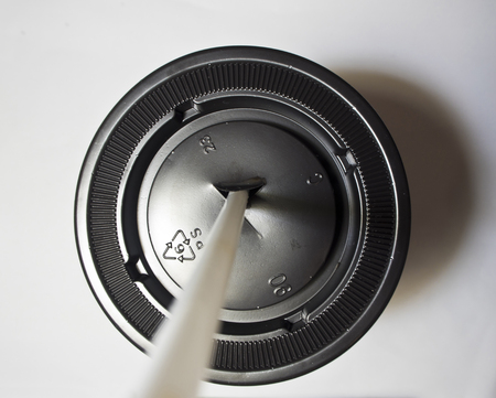 Plastic cap of cup and strawの写真素材