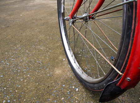 wheel and Classic brake system on vintage Bicycleの写真素材