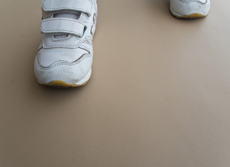 Closeup of athlete children walking in sport shoesの写真素材