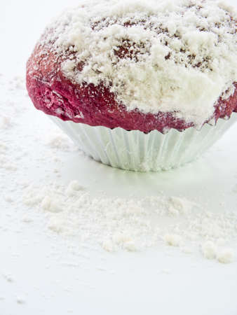 Blue berry bread filling and sprinkle with icing sugarの写真素材