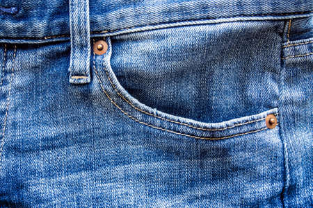 Pocket of denim blue jean, fabric textureの写真素材